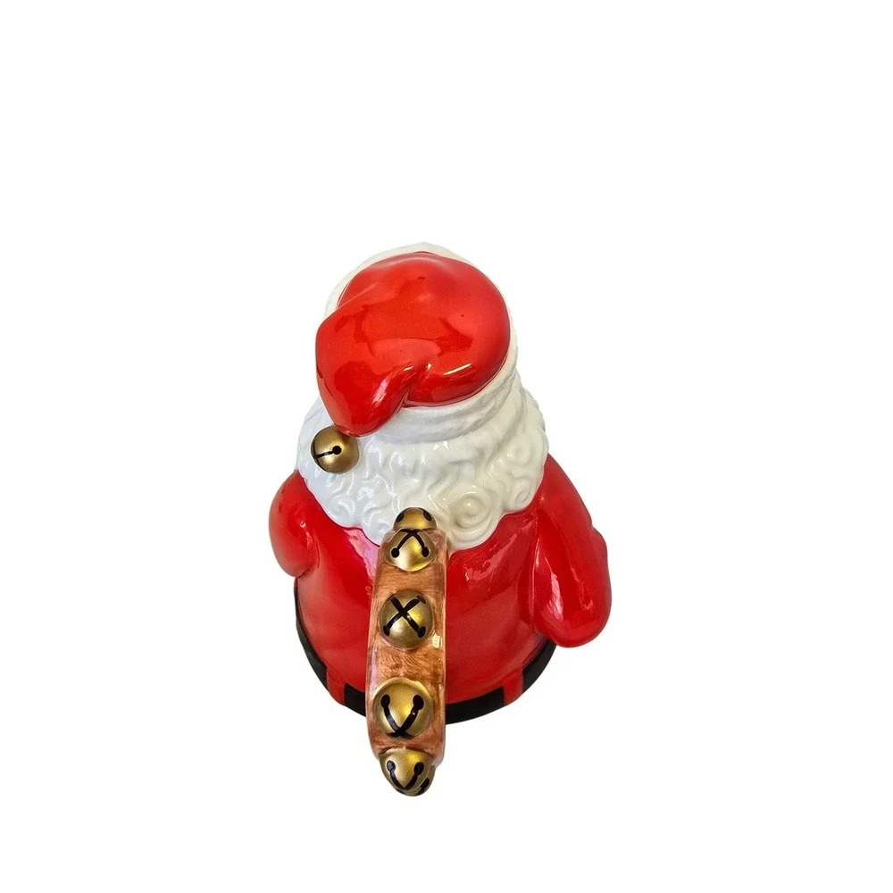 Santa Claus‎ Ceramic Teapot Dept 56 Jingle Bell Handle Smoking Pipe Spout